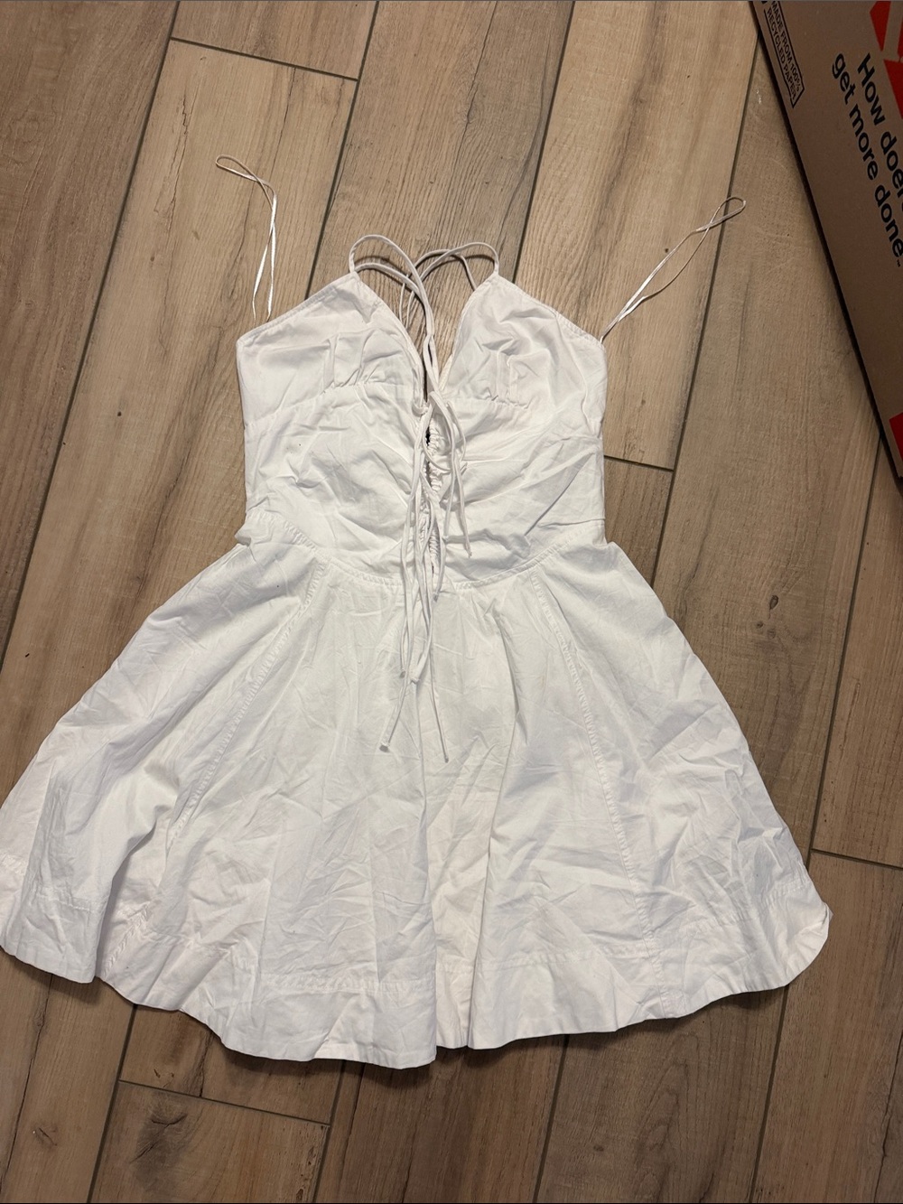 Zara White Lace-Up Mini Dress
